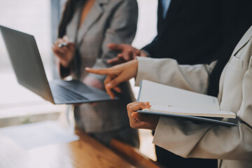 Creative team discussing about work at office, Small bussiness teamwork planing business strategy, office life