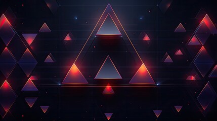 Geometric patterns with neon pyramids and ellipses
