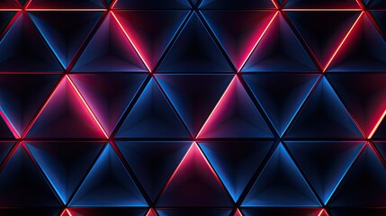 Obraz premium Geometric patterns with neon triangles and curved lines