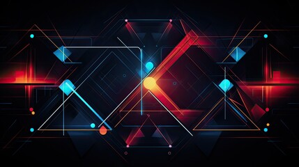 Geometric shapes with neon curves and angles - obrazy, fototapety, plakaty