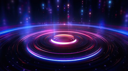 Neon circles and lines in the style of futuristic graphics