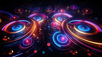Neon curves and spirals in the style of electronic music