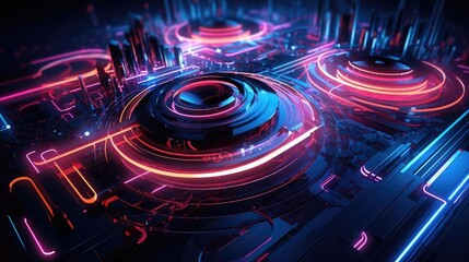 Neon curves and spirals in the style of electronic music