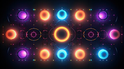 Neon rhombuses and circles in harmony