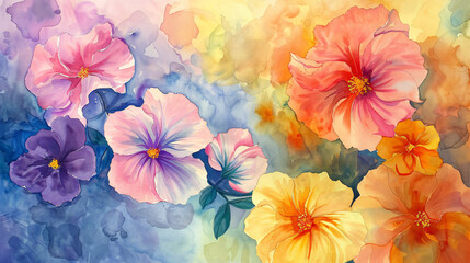 Obraz premium flowers with watercolor background