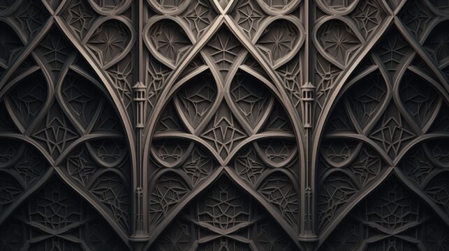 Geometric background in the style of gothic architecture with ornaments and arches
