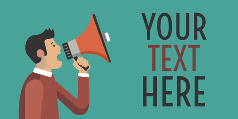 A man with a megaphone is shouting into it