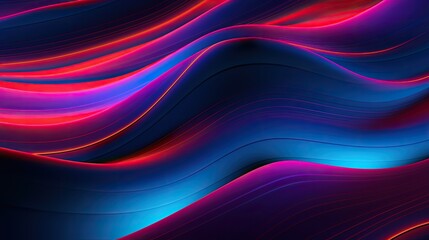 Geometric background with neon waves and lines