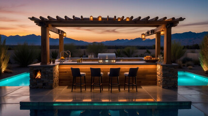 Fototapeta premium Dusk outdoor kitchen