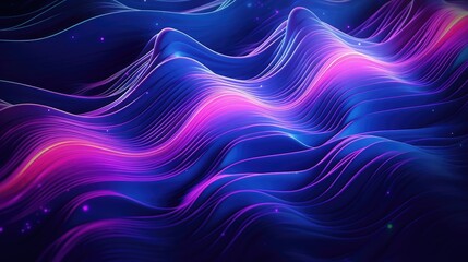 Geometric backgrounds with neon cascades and waves of visual movement - obrazy, fototapety, plakaty