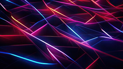 Geometric backgrounds with neon intersecting curves and zigzags