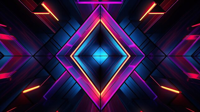 Geometric shapes with neon contrasts