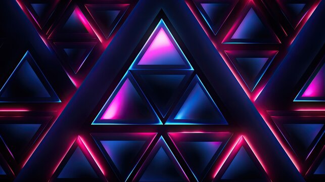 Geometric patterns with neon triangles and curved lines