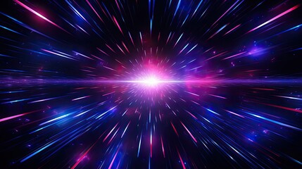 Neon shapes creating a visual effect of hyperspace