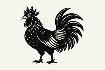 Beautiful kind black rooster vector artwork