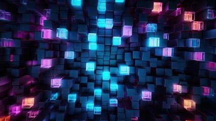 Neon squares forming a mosaic pattern