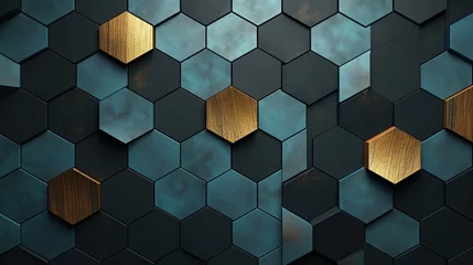 Fotobehang Geometric background with hexagon shaped elements © Gefo