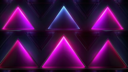 Geometric background with neon pyramids