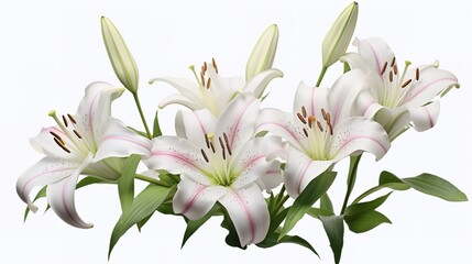 Fototapeta na wymiar Elegant Blooming Lilies with Buds Cut Out - 8K Resolution