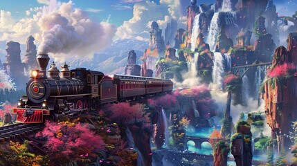 Enchanted Railroad Journey Through Mystic Mountains