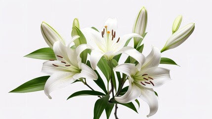 Elegant Blooming Lilies with Buds Cut Out - 8K Resolution

