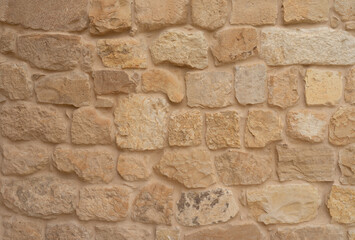 Limestone wall, Stone wall background texture - 758185316