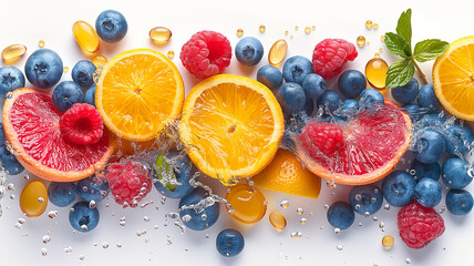 fruit jelly with colored fruits - obrazy, fototapety, plakaty