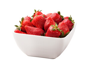 Bowl of strawberries on white