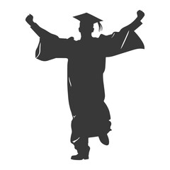 Silhouette academic man celebrating graduation black color only full body