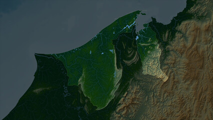 Brunei highlighted. Physical elevation map © zelwanka