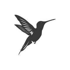 Silhouette Hummingbird fly black color only full body