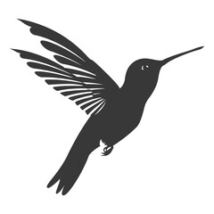 Obraz premium Silhouette Hummingbird fly black color only full body