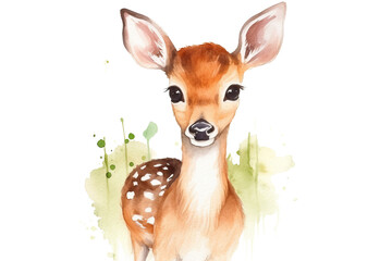 2 Watercolor illustration drawn Hand fawn Deer Baby cute