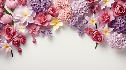 Floral Background: Spring Flowers Frame with

 - obrazy, fototapety, plakaty