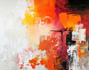 Vibrant Abstract Painting Displaying Bold Brush Strokes and a Burst of Colors