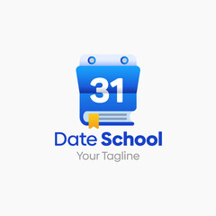Illustration Vector Graphic Logo of Date School.Merging Concepts of a Book and Calendar Shape. Good for Education, Course, Learning, Academy etc