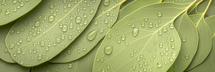 Background of green eucalyptus leaves, eucalyptus plant texture, banner
