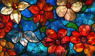 Stained glass- abstract flower pattern , Rebirth of Stained Glass texture colorful wallpaper