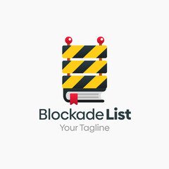 Illustration Vector Graphic Logo of Blockade List. Merging Concepts of a Book and Blockade Road Shape. Good for Education, Course, Learning, Academy etc