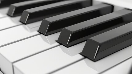 Detailed monochrome close up of black and white piano keyboard for precise viewing