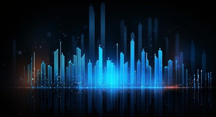 Abstract background with blue equalizer chart bars - obrazy, fototapety, plakaty