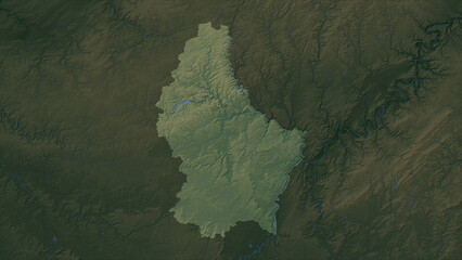 Luxembourg highlighted. Physical elevation map © zelwanka