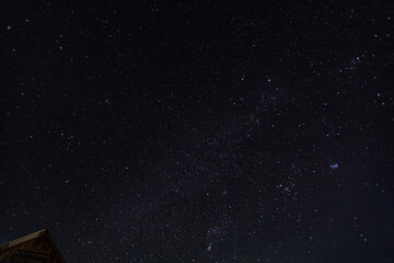 dark starry sky in a cold frosty country