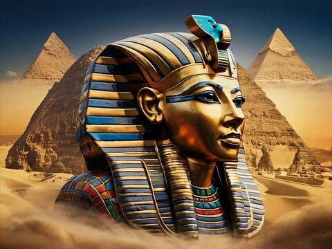  Tutankhamun with pyramids