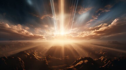 Godly Light in Heaven Symbolizing Divine Presence

 - obrazy, fototapety, plakaty