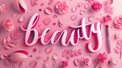 A vibrant, floral-themed graphic with the word "beauty" stylishly presented at the center - Powered by Adobe