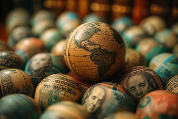 Close Up of World Map Balls - obrazy, fototapety, plakaty