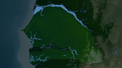 Senegal highlighted. Physical elevation map © zelwanka