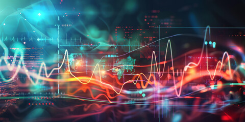 Subsequently medical background with graphs, diagrams, electrocardiogram.