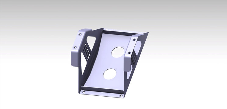 Car battery upper case metallic alluminium cover plate, 3d rendering illustration 